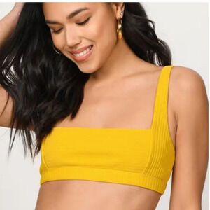 Tobi Hearts Embrace Yellow Ribbed Bikini Top